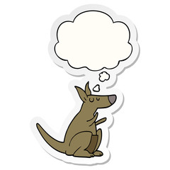 cartoon kangaroo and thought bubble as a printed sticker