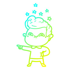 cold gradient line drawing cartoon excited man