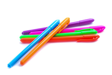 Colorful  pen set on isolated background