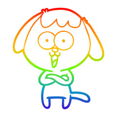 rainbow gradient line drawing cute cartoon dog