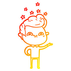 warm gradient line drawing cartoon excited man
