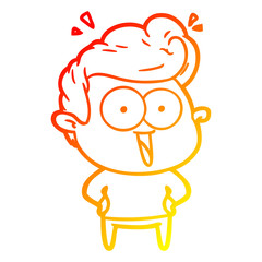 warm gradient line drawing cartoon excited man