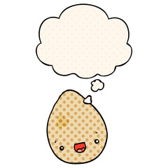 cartoon egg and thought bubble in comic book style