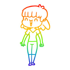 rainbow gradient line drawing cartoon woman