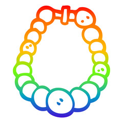 rainbow gradient line drawing cartoon white pearl necklace
