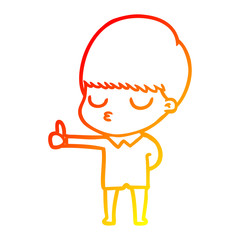 warm gradient line drawing cartoon calm boy