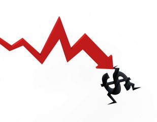 Falling arrow, career failure and economic decline and bankruptcy