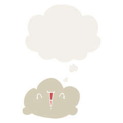 cartoon cloud and thought bubble in retro style