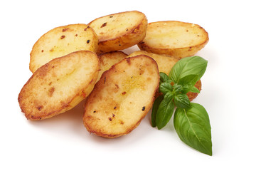 Fried Potatoes, close-up, isolated on white background