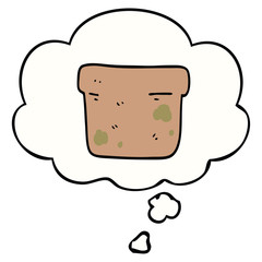 cartoon plant pot and thought bubble