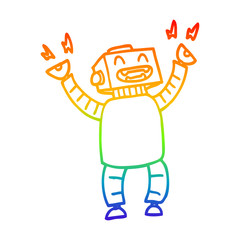 rainbow gradient line drawing cartoon happy robot