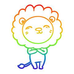 rainbow gradient line drawing cartoon lion