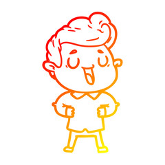 warm gradient line drawing happy cartoon man