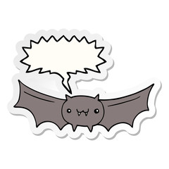 cartoon vampire bat and speech bubble sticker