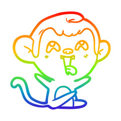 rainbow gradient line drawing crazy cartoon monkey