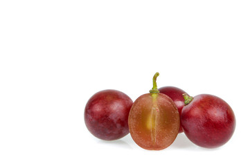 Fototapeta na wymiar copy space red grapes isolated on white background