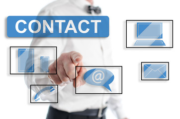 Contact concept shown by a man