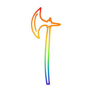 recommend clip art: rainbow gradient line drawing cartoon medieval axe