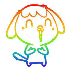rainbow gradient line drawing cute cartoon dog