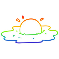 rainbow gradient line drawing cartoon fried egg