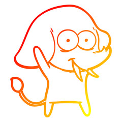 warm gradient line drawing happy cartoon elephant