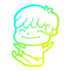 cold gradient line drawing cartoon happy boy