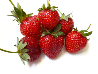 Fresh strawberries isolated on white background