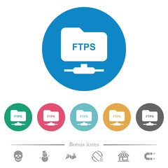 FTP over ssl flat round icons