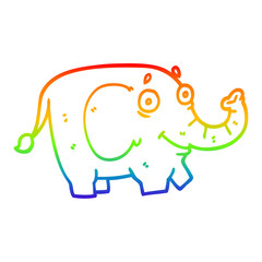 rainbow gradient line drawing cartoon funny elephant