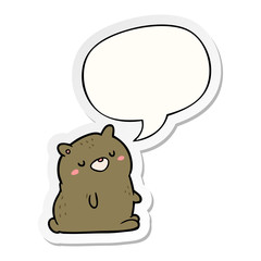 cute cartoon bear and speech bubble sticker
