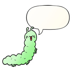 cartoon caterpillar and speech bubble in smooth gradient style