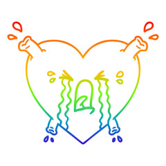 rainbow gradient line drawing cartoon heart