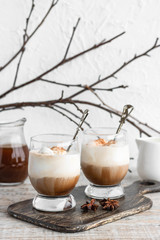 Vanilla gelato or ice cream topped with a shot of hot espresso