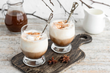 Vanilla gelato or ice cream topped with a shot of hot espresso