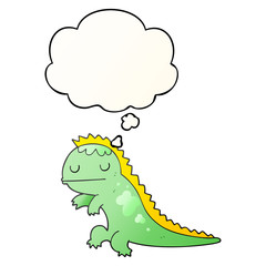 cartoon dinosaur and thought bubble in smooth gradient style