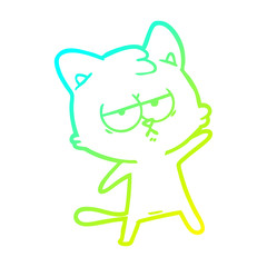 cold gradient line drawing bored cartoon cat
