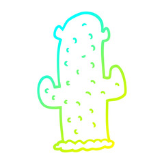 cold gradient line drawing cartoon cactus