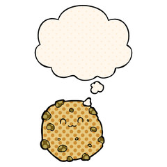 cartoon biscuit and thought bubble in comic book style