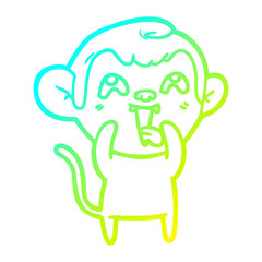 cold gradient line drawing crazy cartoon monkey