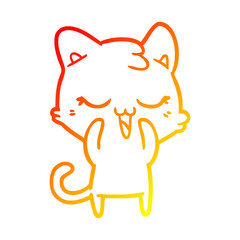 warm gradient line drawing happy cartoon cat