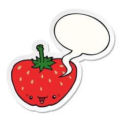 cartoon strawberry and speech bubble sticker