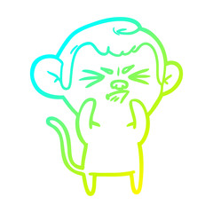 cold gradient line drawing cartoon annoyed monkey