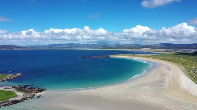 Aerial view of the awarded Narin Beach by Portnoo in County Donegal, Ireland, is one of the finest beaches in the world
