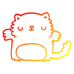 warm gradient line drawing cartoon cat
