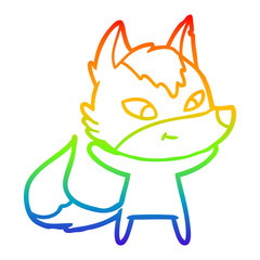 rainbow gradient line drawing friendly cartoon wolf