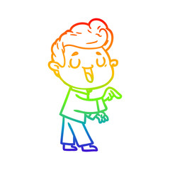 rainbow gradient line drawing happy cartoon man