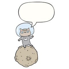 cute cartoon astronaut cat and speech bubble