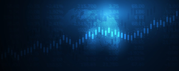 Stock market graph or forex trading chart for business and financial concepts, reports and investment on dark background . Vector illustration