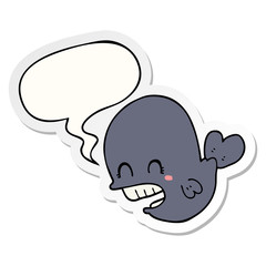 cartoon whale and speech bubble sticker
