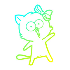 cold gradient line drawing cartoon cat